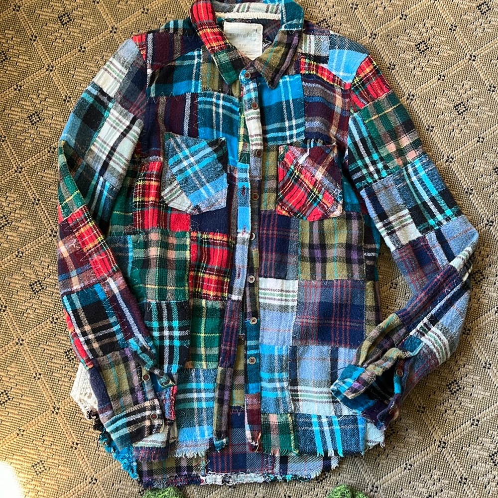 Free People patchwork flannel shirt S/P